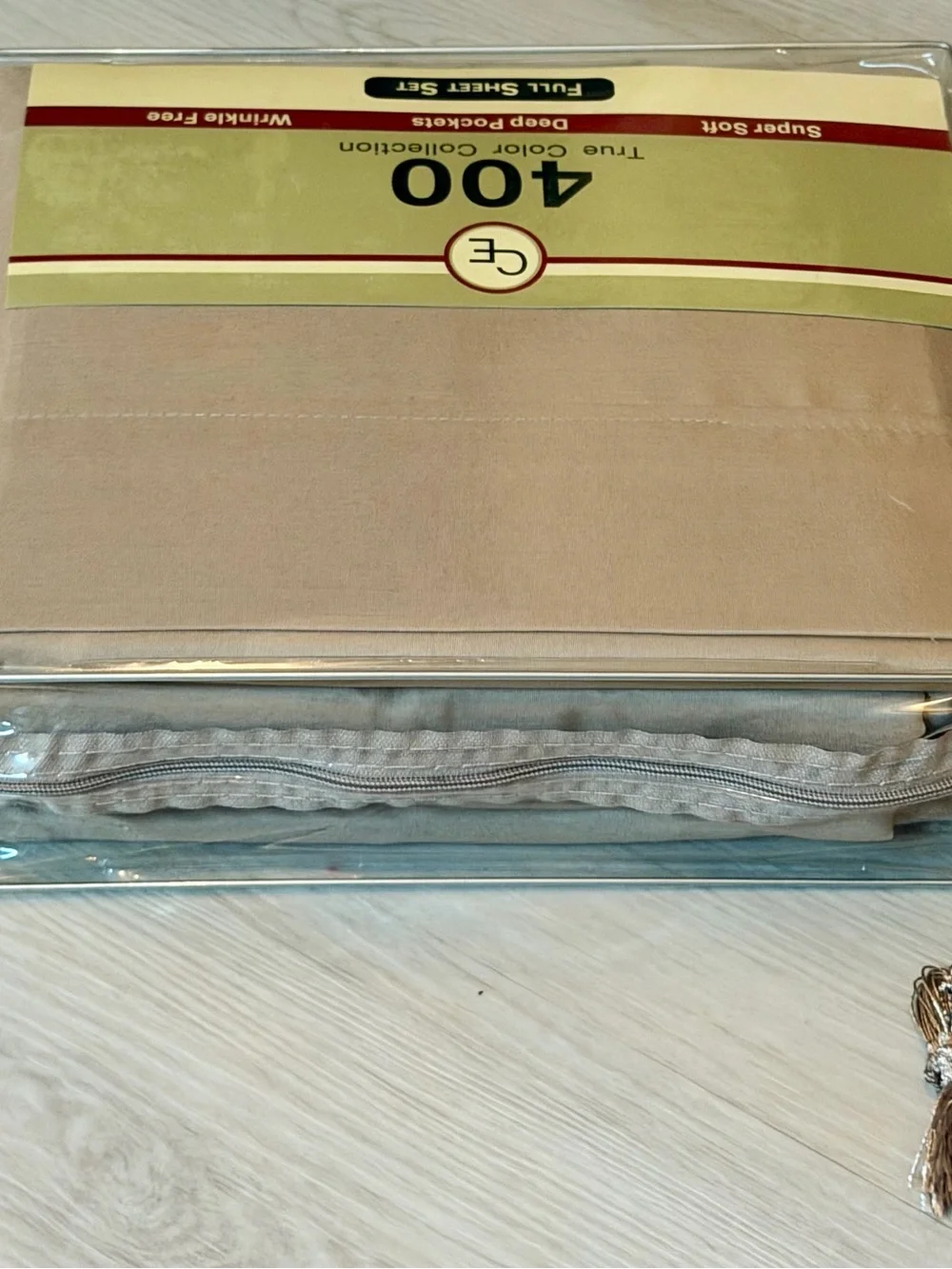 CE 400 Thread Count Full Sheet Set Taupe Brown Deep Pocket Wrinkle Free New
